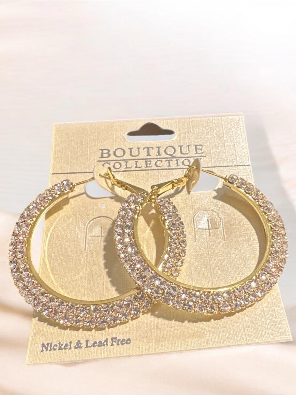 Gold Pavé Crystal Hoop Earrings
357